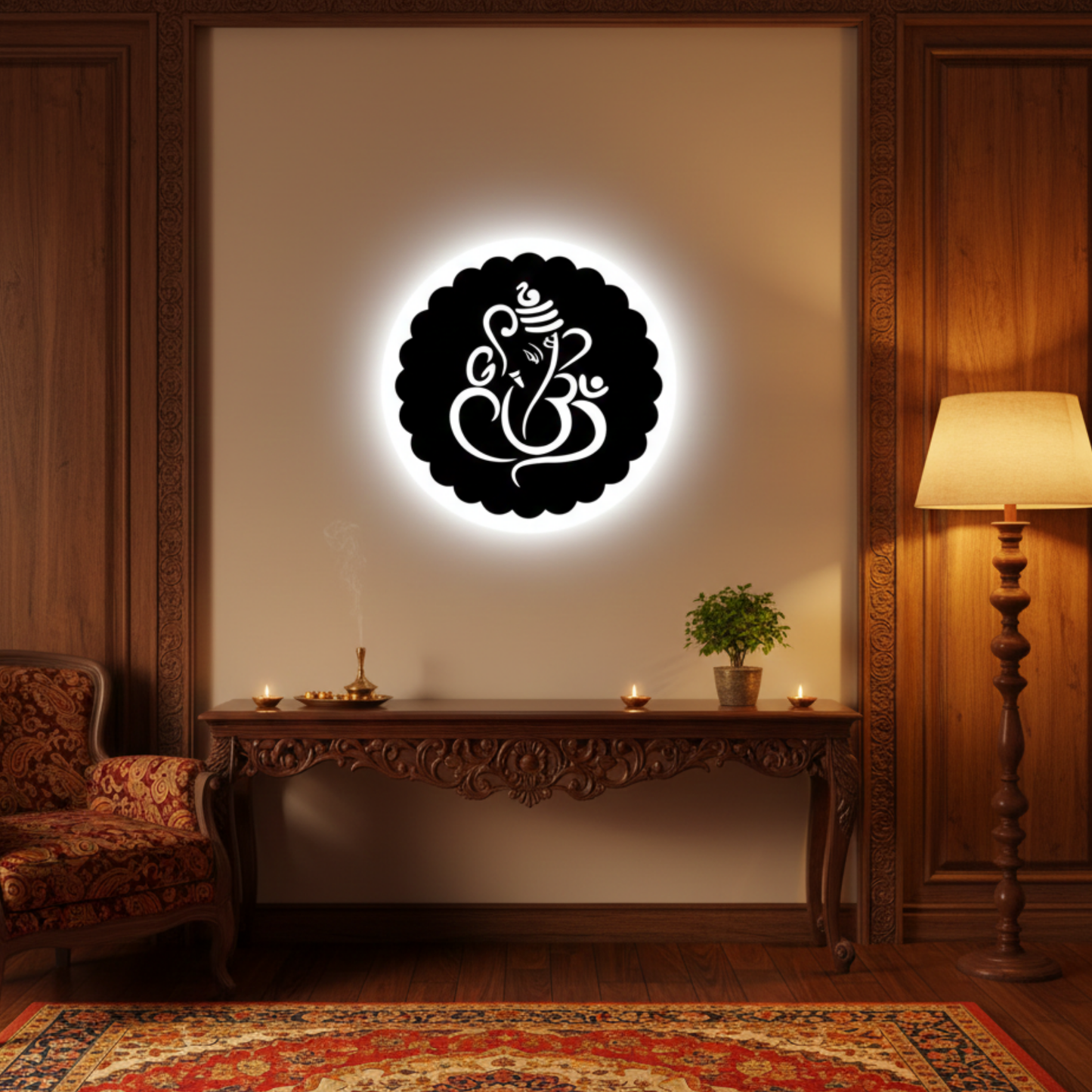 Om Ganesh ji LED Wall Logo