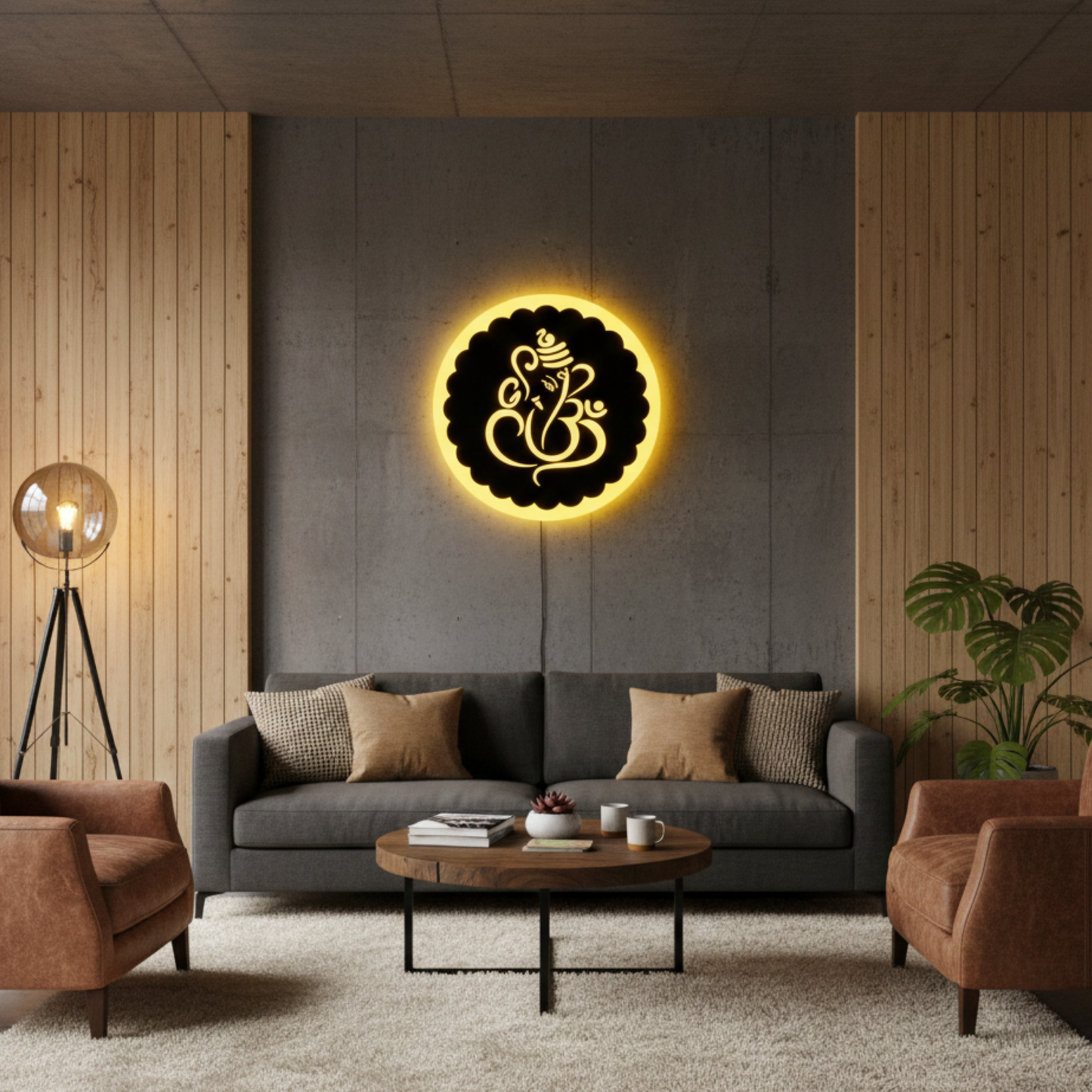 Om Ganesh ji LED Wall Logo