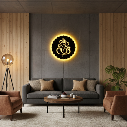 Om Ganesh ji LED Wall Logo
