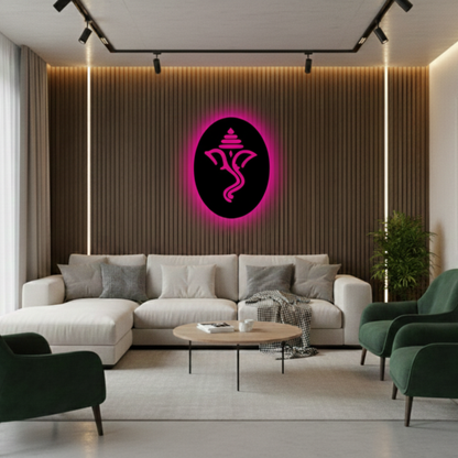 Lord Ganesha LED Wall Logo