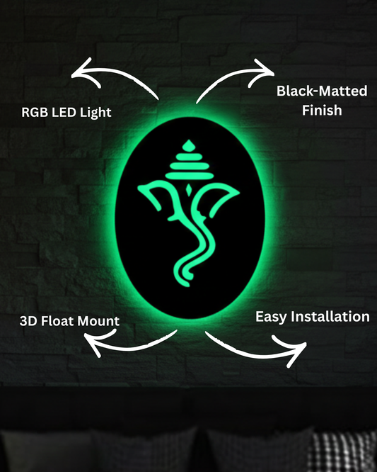 Lord Ganesha LED Wall Logo