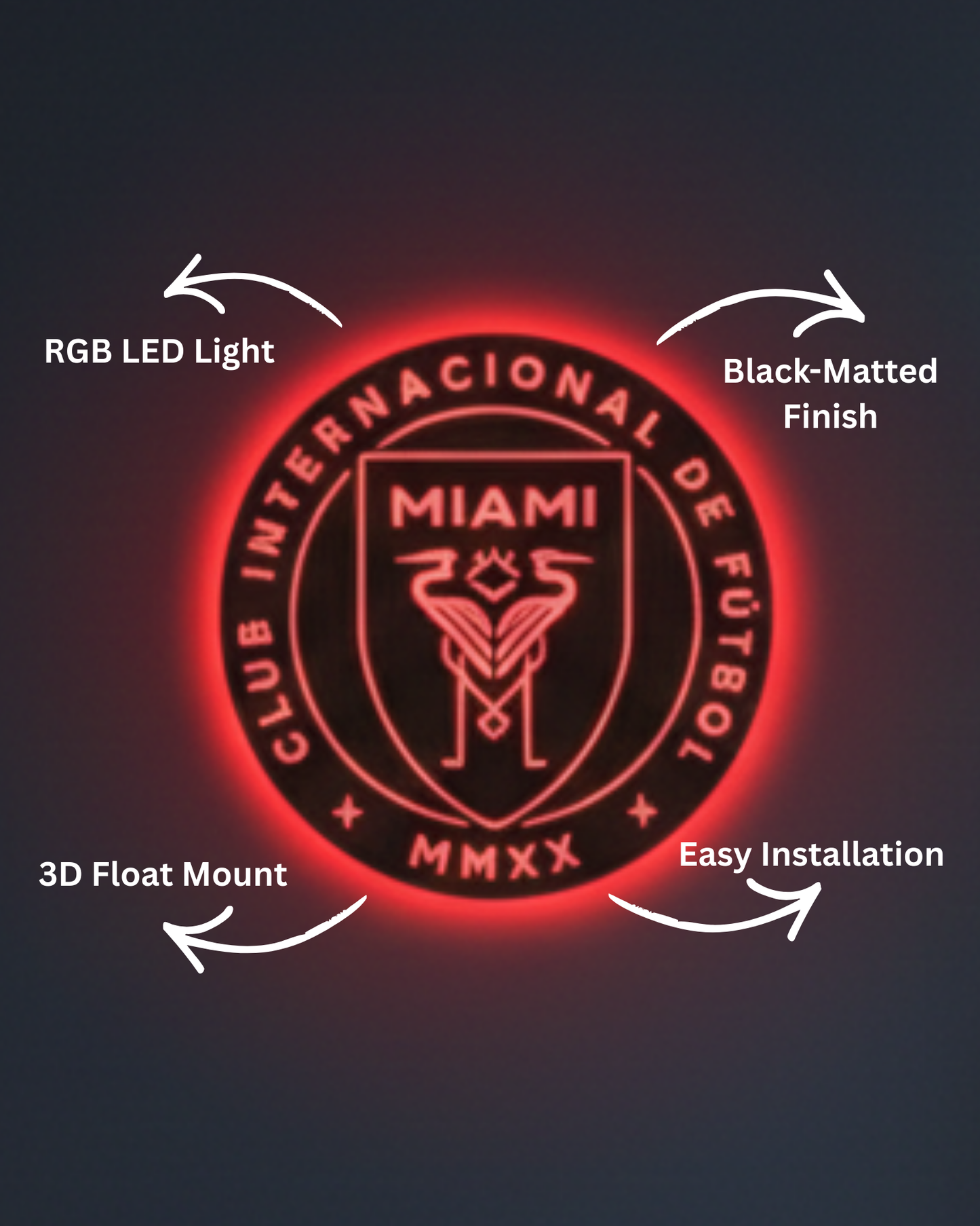 Inter Miami Football Club LED Wall Décor