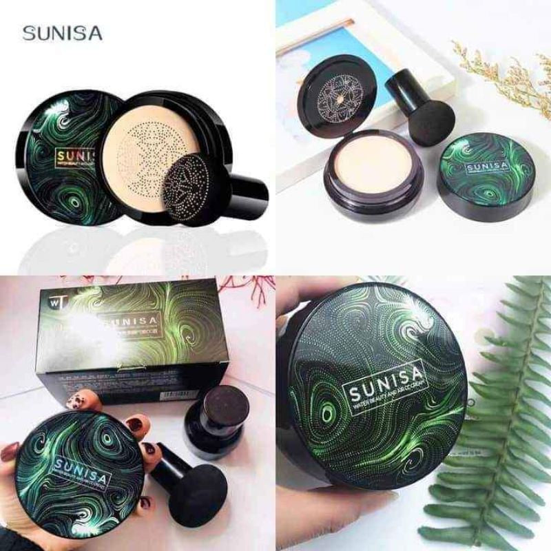 SUNISA Mushroom Head Air Cushion CC Cream – Lightweight Moisturizing Foundation with Mushroom Puff