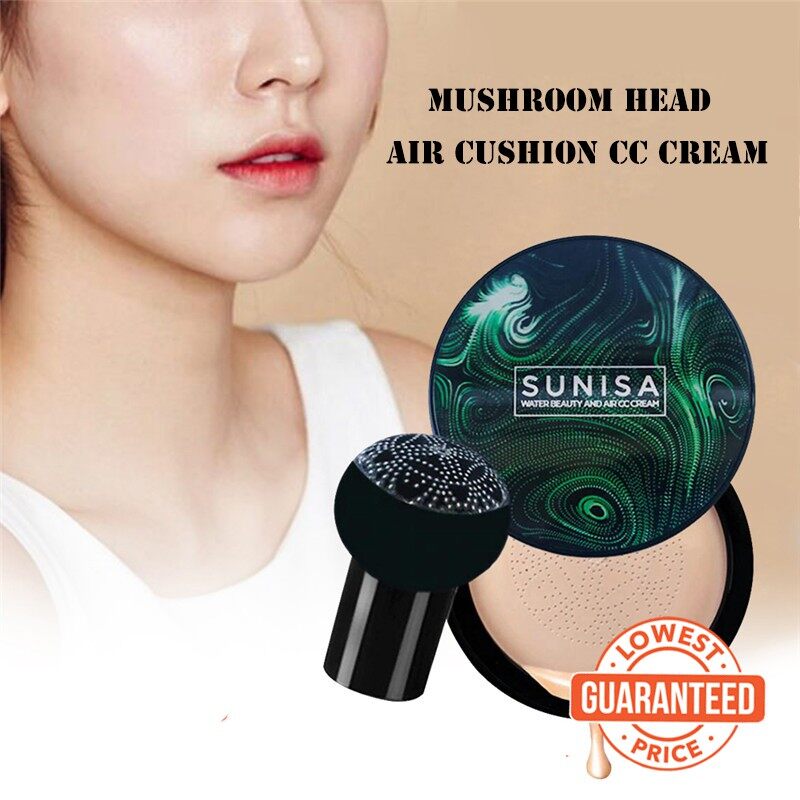 SUNISA Mushroom Head Air Cushion CC Cream – Lightweight Moisturizing Foundation with Mushroom Puff